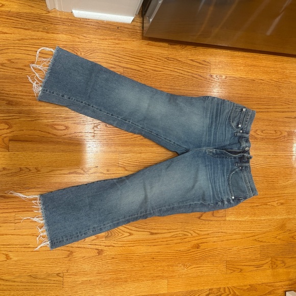 J. Crew High Rise Point Sur Kickout Crop Raw Hem Jeans - Faded Blue Size 28 - Picture 2 of 4